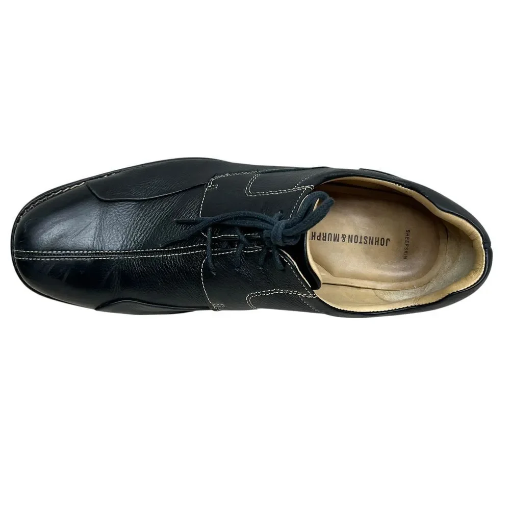 Johnston & Murphy Mens Oxford Dress Shoes Black Sheepskin Leather Lace Up Sz 13M